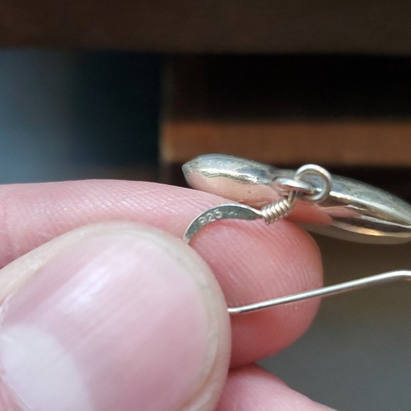 925 Sterling Silver Rustic Pig Dangle Earrings - Picture 3 of 5